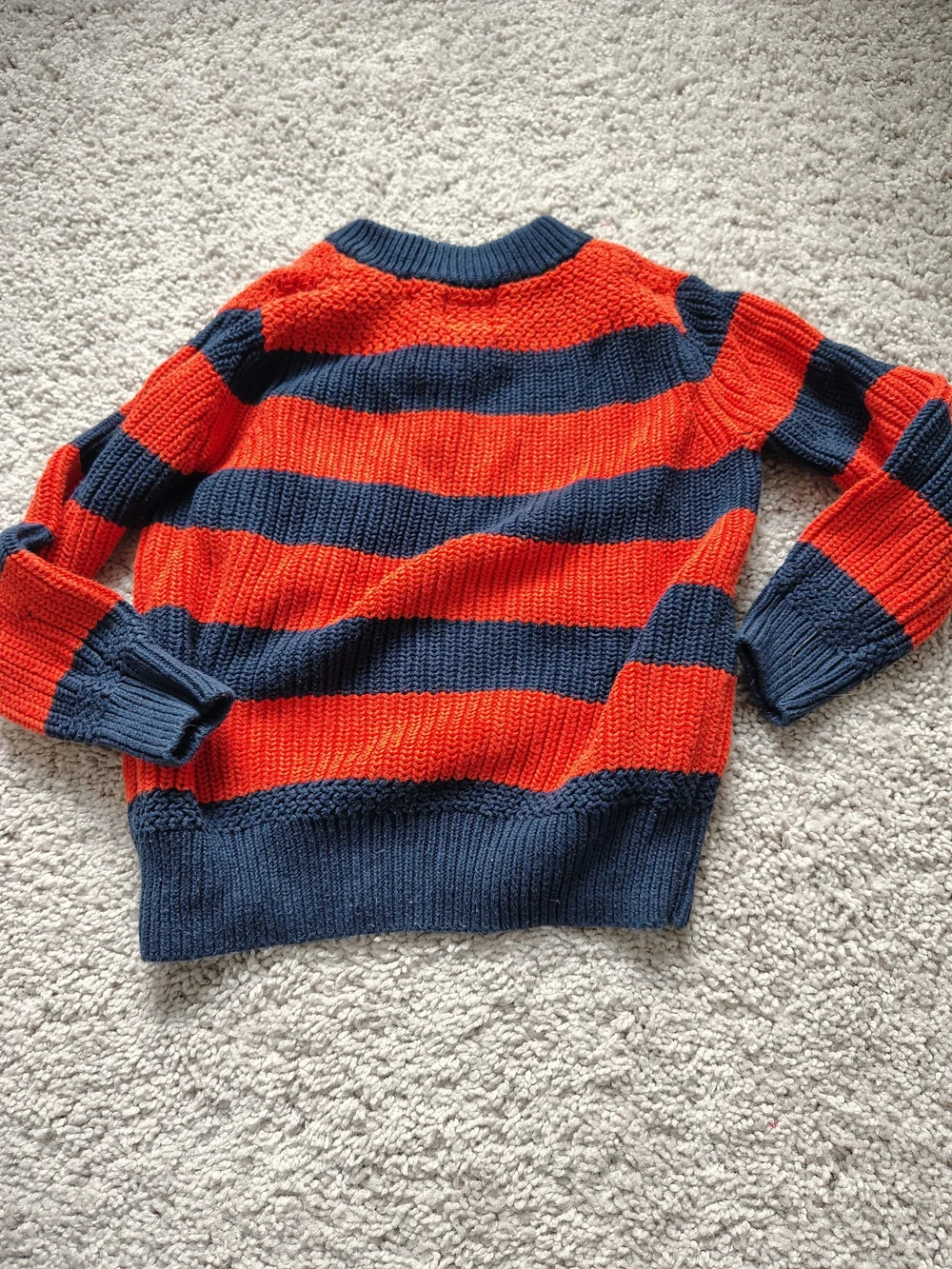 GAP Kids Orange & Navy Cotton Knit Rugby Crew Sweater, Sz XS (4/5)